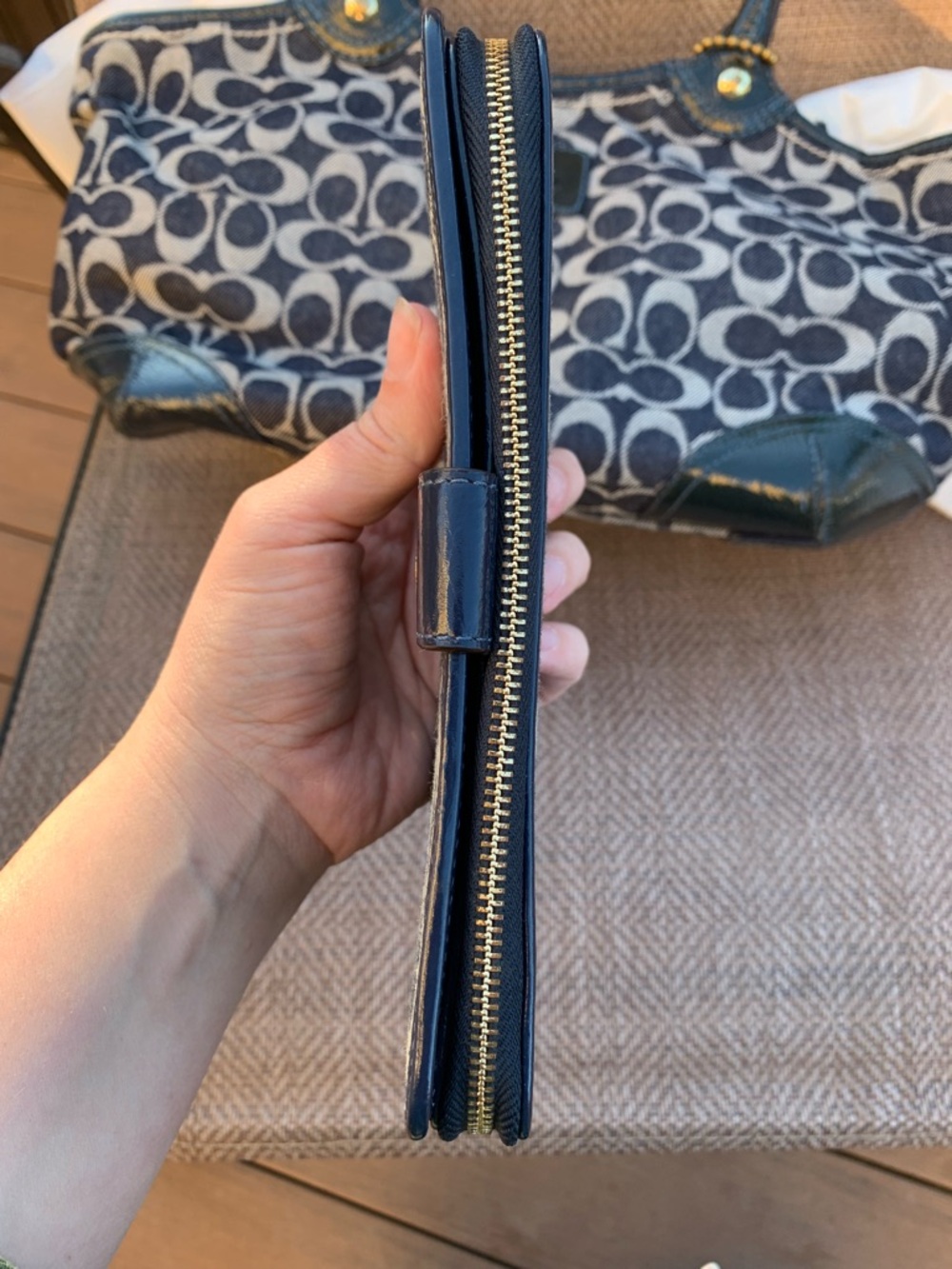 Coach 12573 denim blue and Gray Signature Bleeker Tote Bag with matching wallet - Picture 9 of 16